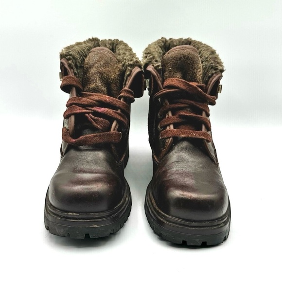 Vintage Lace-Up Winter Boots for Women, 8 US, Chunky Sole, Brown Leather - Picture 4 of 14